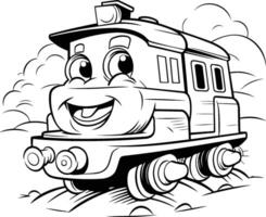 desenho animado ilustração do engraçado trem ou trem personagem para coloração livro vetor