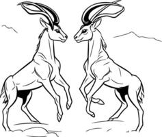 Preto e branco ilustração do uma selvagem gazela ou antílope vetor