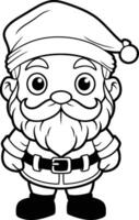 Preto e branco desenho animado ilustração do santa claus personagem para coloração livro vetor