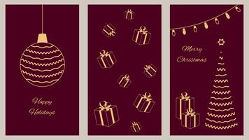 corporativo feriado cartões com Parabéns e desejos. universal modelo. Natal e Novo ano. ilustração dentro tradicional vermelho cor. vetor