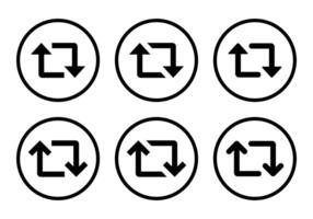 repetir seta ícone conjunto coleção em círculo linha. social meios de comunicação repost conceito vetor
