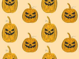 desatado padronizar com laranja abóboras.halloween mão desenhado fundo, ideal para feriado têxtil impressões, feriado bandeiras, cenários. ilustração eps10 vetor