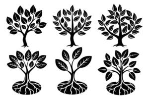 árvore silhueta ícone ilustração vetor