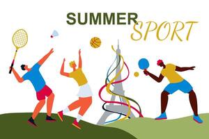 Esportes background.summer Esportes jogos. abstrato colorida fundo com atletas. ilustração. vetor