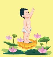 Buda purnima, vesak dia. feliz Buda dia com Sidarta gautama ilustração. vetor