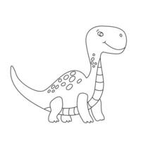 encantador ilustração do uma fofa dinossauro dentro uma mão desenhado rabisco estilo. amigáveis e brincalhão Projeto para coloração. vetor