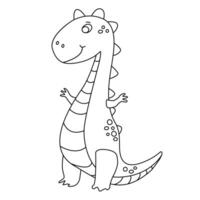 encantador ilustração do uma fofa dinossauro dentro uma mão desenhado rabisco estilo. amigáveis e brincalhão Projeto para coloração. vetor