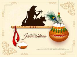 feliz Krishna janmashtami religioso festival celebração fundo vetor