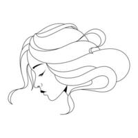 mulher cabeça lineart ilustração. mulher linha arte minimalista logotipo vetor