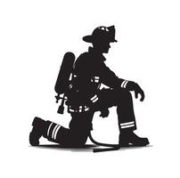 bombeiros grupo pose silhueta ilustração vetor