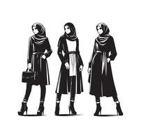 hijab estilo moda ilustração Projeto silhueta estilo vetor