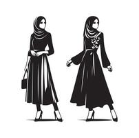 hijab estilo moda ilustração Projeto silhueta estilo vetor