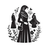 hijab estilo moda ilustração Projeto silhueta estilo vetor