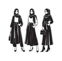 hijab estilo moda ilustração Projeto silhueta estilo vetor