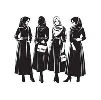 hijab estilo moda ilustração Projeto silhueta estilo vetor