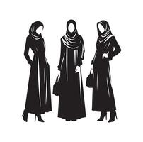 hijab estilo moda ilustração Projeto silhueta estilo vetor