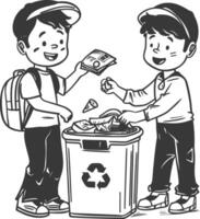 esboço ilustração para positivo Atividades para lançar lixo dentro a Lugar, colocar vetor