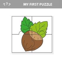 jogo de quebra-cabeça educacional para crianças em idade pré-escolar com noz vetor