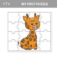 jogo de papel de educação para crianças, girafa. crie a imagem - meu primeiro quebra-cabeça vetor