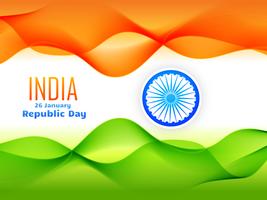 design de bandeira dia república indiana feita com onda tricolor vetor