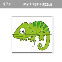 jogo para crianças. página de atividades. quebra-cabeça para crianças - iguana ou camaleão vetor