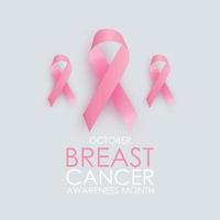 fundo do conceito do mês de conscientização do câncer de mama de outubro. sinal de fita rosa. ilustração vetorial vetor