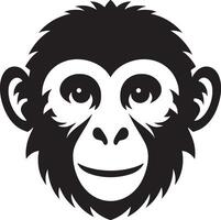 macaco face ilustração plano Preto e branco clipart ícone Projeto modelo vetor