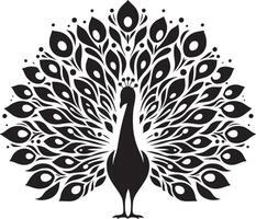 pavão com lindo pena silhueta arte ilustração pavão clipart logotipo ícone, isolado em branco vetor
