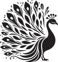 pavão com lindo pena silhueta arte ilustração pavão clipart logotipo ícone, isolado em branco vetor