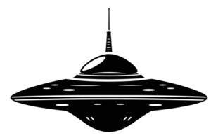 UFO estrangeiro nave espacial Preto silhueta coleção, simples estrangeiro navio símbolo, espaço vôo pires. vetor