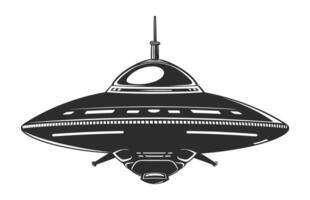 UFO estrangeiro nave espacial Preto silhueta coleção, simples estrangeiro navio símbolo, espaço vôo pires. vetor