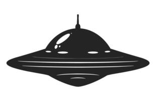 UFO estrangeiro nave espacial Preto silhueta coleção, simples estrangeiro navio símbolo, espaço vôo pires. vetor