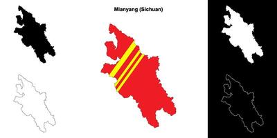 mianyang em branco esboço mapa conjunto vetor