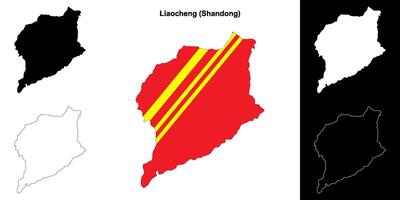 liaocheng em branco esboço mapa conjunto vetor