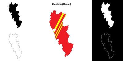 Zhuzhou em branco esboço mapa conjunto vetor