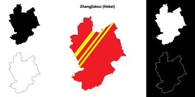Zhangjiakou em branco esboço mapa conjunto vetor