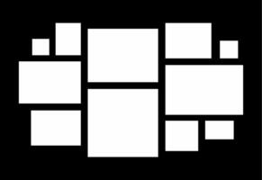 fotos ou colagem de molduras de fotos. layout de grade de página de quadrinhos molduras abstratas e modelo de parede de fotos digitais vetor