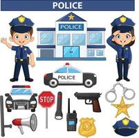 polícia Policial elementos equipamento coleção vetor