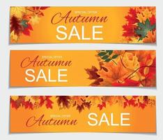 ilustração em vetor abstrato fundo de banner de venda de outono com folhas de outono caindo