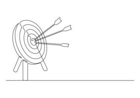 contínuo solteiro linha desenhando do seta em a alvo conceito do o negócio desafio pró ilustração vetor