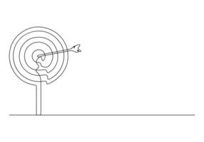 contínuo solteiro linha desenhando do seta em a alvo conceito do o negócio desafio pró ilustração vetor