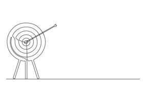 contínuo solteiro linha desenhando do seta em a alvo conceito do o negócio desafio pró ilustração vetor