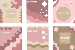 modelado conjunto do bebê chuveiro convites com fundo desenhos para bebê chuveiro celebrações fofa vetor