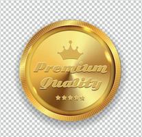 sinal do selo do ícone da medalha de ouro de qualidade premium isolado no fundo transparente. ilustração vetorial vetor