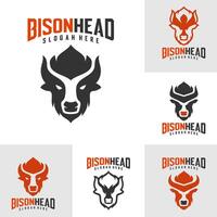 conjunto do búfalo logotipo modelo, criativo búfalo cabeça logotipo Projeto conceitos vetor