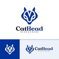gato logotipo modelo, criativo gato cabeça logotipo Projeto conceitos vetor