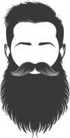 silhueta barba cabelo bigode homem só Preto cor só vetor