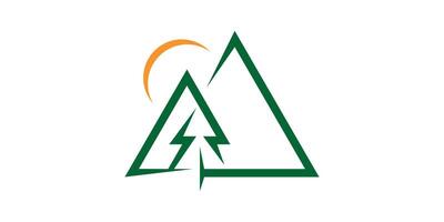 montanha e pinho logotipo projeto, cenário, floresta, natureza, logotipo Projeto ícone, símbolo, , criativo ideia. vetor