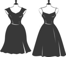 silhueta mulheres vestidos Preto cor só vetor