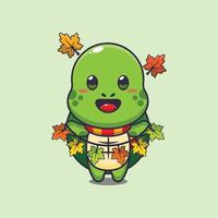 fofa tartaruga com outono folha decoração vetor